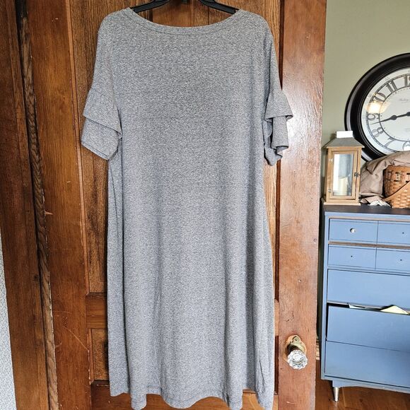 Isabel Maternity Scoop Neck Gray Ruffle SLEEVE Soft Dress XXL - Picture 2 of 7